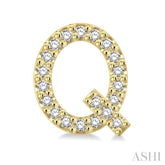 1/8 Ctw Initial 'Q' Single Cut Diamond Earrings in 10K Yellow Gold